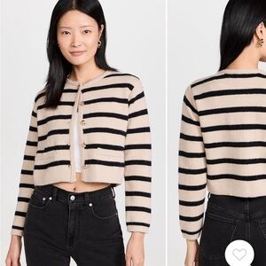 Line & Dot Benni Cardigan Striped Black and Cream Sweater Shopbop sold out XS